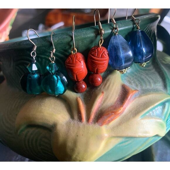Vintage Beads on Hook, 3 PAIRS, Unmarked - Picture 1 of 5